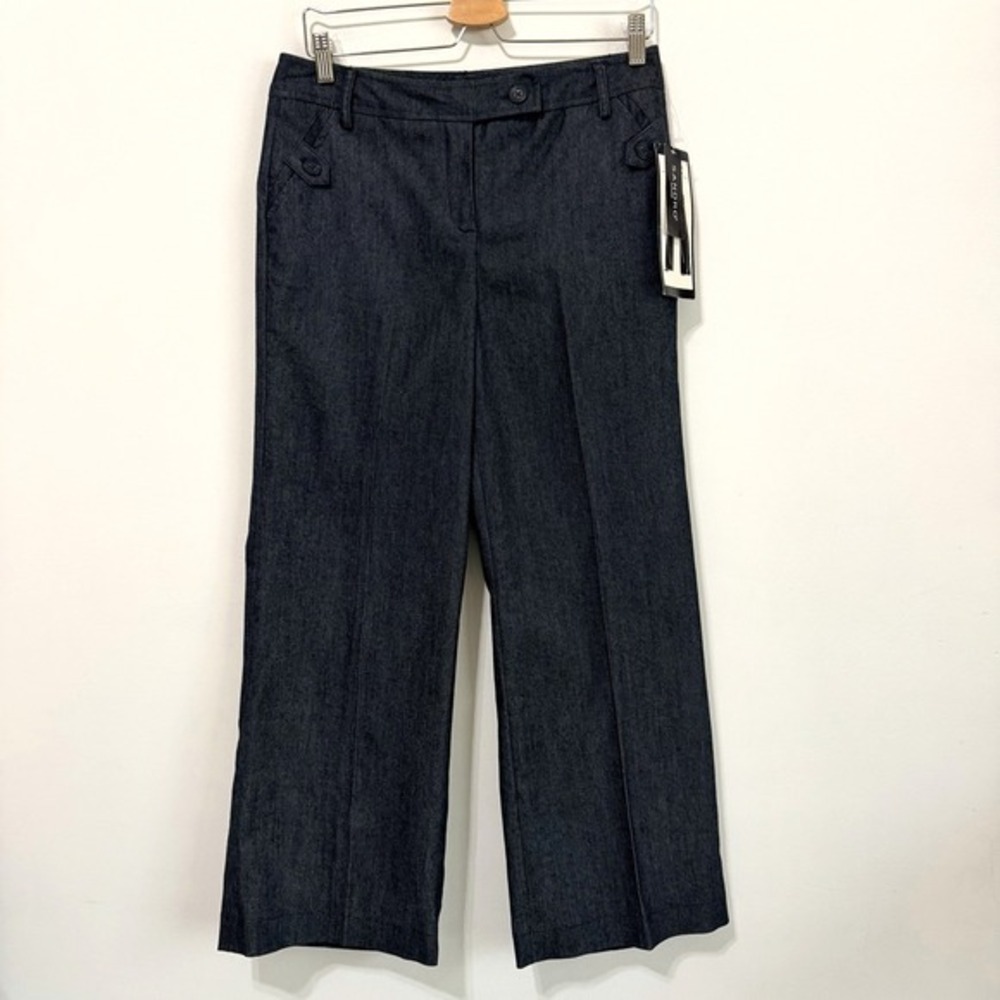 Sandro Pants 4 Control Top Denim Wide Leg 31x28 Blue Party Work Casual NEW